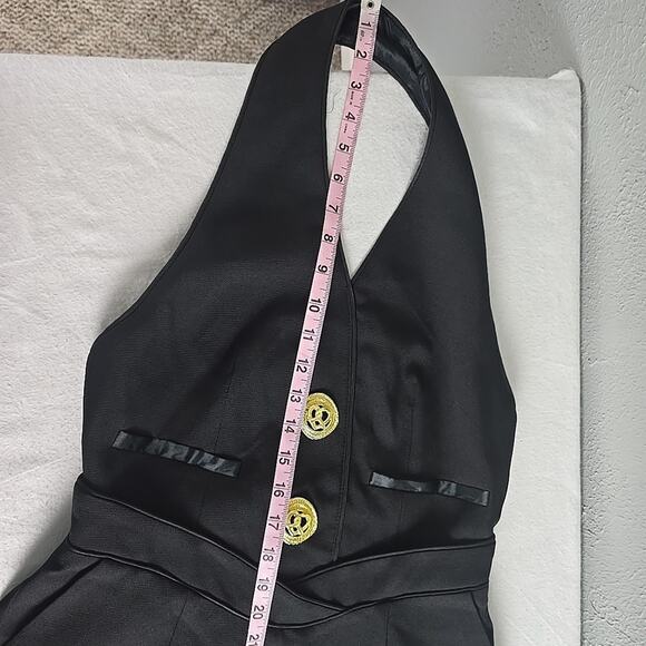 Commense Black Halter Mini Dress with Gold Accents - Picture 7 of 11